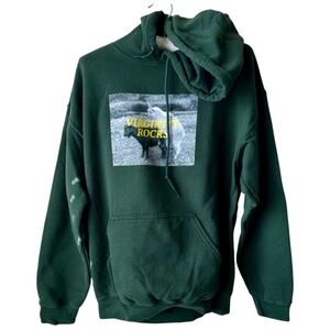Virginity Rocks Hoodie Sweatshirt Long Sleeve Green 2 Goats on Chest Medium